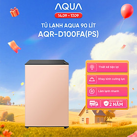[SẢN PHẨM MỚI 2025] Tủ lạnh mini Aqua 90 lít AQR-D100FA(PS) - Màu hồng nhạt - Freeship toàn quốc - Có hỗ trợ đổi qua be - Hàng chính hãng