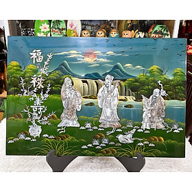 Mua Tranh sơn mài Phúc Lộc Thọ cẩn ốc hàng xuất khẩu 40x60 cm trang trí nhà cửa  quà tặng tân gia  chúc Thọ ý nghĩa