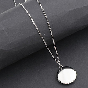 2 Pieces Round Shape Photo Frame Locket Memorial Men Women Necklaces