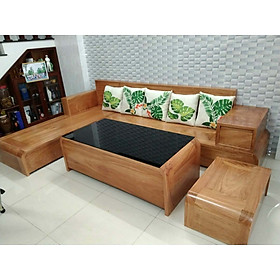 Bộ sofa góc L gỗ gõ đỏ mẫu cong 2m8 x 2m
