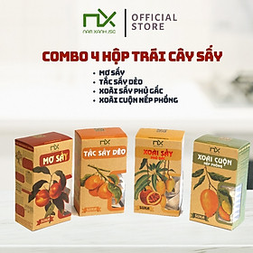 COMBO 4 HỘP MỨT SẤY NAM XANH ( MƠ, TẮC, XOÀI SẤY PHỦ GẤC, XOÀI CUỘN NẾP PHỒNG)