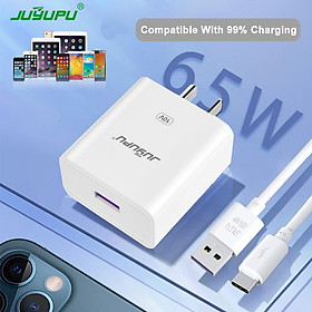 Mua Bộ sạc nhanh JUYUPU Q9 siêu tốc 65W củ sạc 5A dây cáp 6A tương thích cho Samsung Oppo Vivo Huawei Xiaomi cốc sạc nhanh HÀNG CHÍNH HÃNG