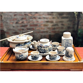 Mua Bộ ấm trà Bát Tràng men rạn giả cổ dáng vung lõm