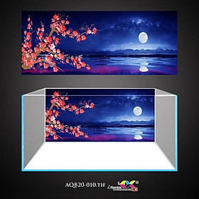 Mua Tranh 3D Koifish  Tranh Dán Bể Cá  Hoa đào dưới ánh trăng   in tranh theo kích thước yêu cầu