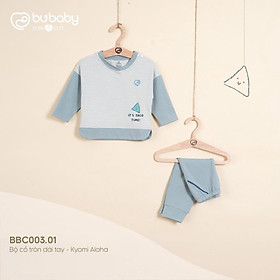Bộ quần áo dài tay 5 màu Bamboo Cotton Bu, Bu baby Kyomi Aloha BBC003.01 cho bé 6m - 4Y - Xanh ghi