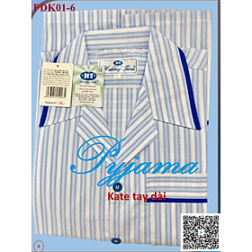 Hình ảnh Bộ Pyjama HUONGTAM Kate tay dài nam cao cấp(PDK01). Chất liệu Kate loại tốt: mềm mại, thoáng mát, không phai màu