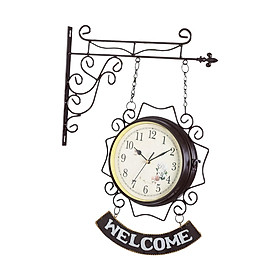 Vintage Double Sided Wall Clock Iron Metal Silent  Clock Decorative Double Faced Wall Clock Antique Wall Clock