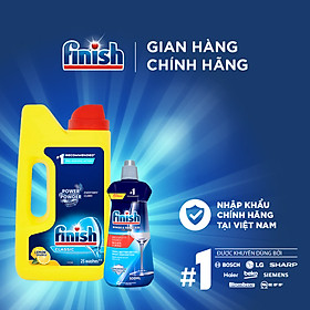 Combo 2 Cho Người Mới Bắt Đầu: Bột Rửa Chén Hương Chanh Lemon Classic Power Powder Lemon Sparkle 1Kg + Nước Làm Bóng Rinse & Shine 