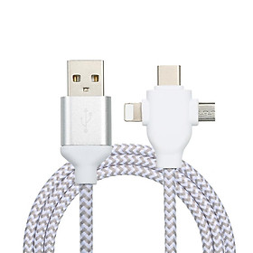Mua 3 in 1 Charging Cable Data Cable  with Micro USB/Type-c Replacement  for iPhone Xiaomi Huawei Samsung Nylon Braided tại amazingln