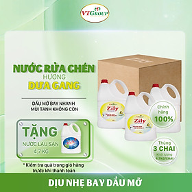 Nước Rửa Chén Zily 4.7 Kg (03 Chai/Thùng) - Tặng 1 lau sàn 4.7kg