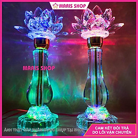 Mua Đèn thờ PHA LÊ NGUYÊN KHỐI CAO 36cm Loại Lớn Cao Cấp LED đổi màu tiết kiệm điện chưng bàn thờ MRHT48