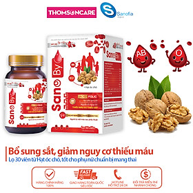 Viên uống bổ máu Sano By - Giúp bổ sung sắt, Acid Folic, giảm nguy cơ thiếu máu tốt cho phụ nữ mang thai - Thomsoncare