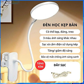 Đèn bàn LED đèn học kẹp bàn để bàn treo giá sách cảm ứng có 3 chế độ sáng bảo vệ mắt tiết kiệm điện chống ánh sáng xanh - Hàng chính hãng