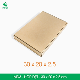 MD3 - 30x20x2.5cm - 100 Thùng hộp carton trơn đóng hàng