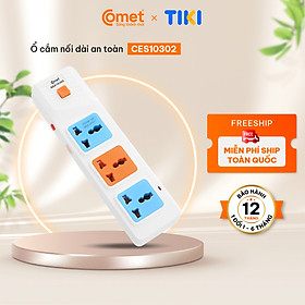 Ổ Cắm Điện Nối Dài COMET CES10302 2500W Dài 2m, 3 lỗ 3 chấu, có cầu chì bảo vệ