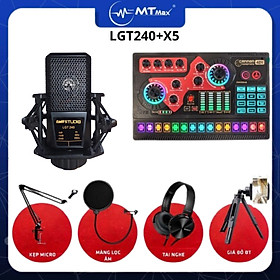 Mua Combo sound card X5 + mic thu âm LGT240 chuyên hát nhạc livestream tặng kèm full phụ kiện hát nhạc cực hay