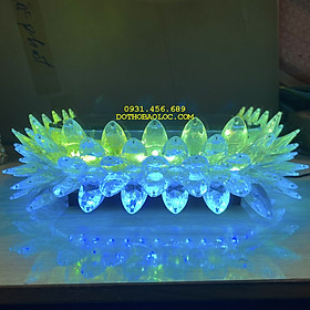 Mua Đài sen pha lê vuông để tượng Phật ngang 26cm có đèn LED nhiều chế độ sáng  đế sen để tương phật Quan Âm