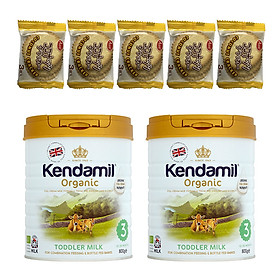 Combo 2 hộp Sữa Nguyên kem công thức hữu cơ KENDAMIL ORGANNIC số 3: ORGANIC TODDLER MILK (800G) ( cho trẻ từ 1-3 tuổi) - Tăng sức đề kháng, tăng cân, phát triển chiều cao và trí não – Tặng 5 bánh quy Nhật Bản hiệu Aee