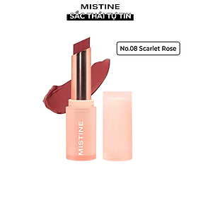 Son lì lâu trôi, mịn, che phủ viền môi, giúp môi mềm mại, tự nhiên chính hãng Mistine Pretty Me Semi Matte Lipstick 3.5g No.08