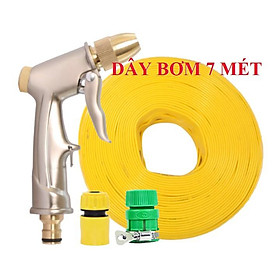 Bộ dây vòi xịt nước rửa xe, tưới cây . tăng áp 3 lần, loại 7m, 10m 206701-1 đầu đồng, cút, + tặng mở chai