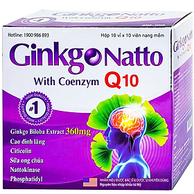Viên uống Ginkgo Natto With Coenzym Q10 360mg USA giúp tăng cường lưu thông máu Hộp 100 viên