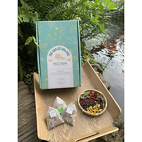 Combo 2 Hộp Trà Gạo Lứt Hoa Cúc Fecven - Giúp Thanh Lọc Cơ Thể, Giải Độc Gan, Giảm Mỡ Máu - Kiểm Soát Đường Huyết, Tăng Cường Miễn Dịch - 8 Thành Ph