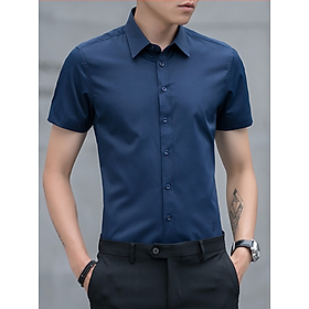 Áo sơ mi nam ngắn tay màu xanh đen 