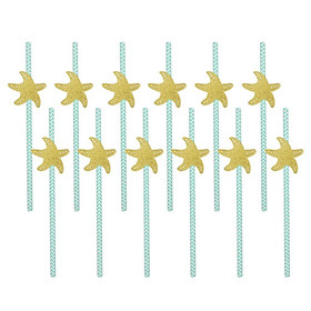 12xGlitter Ocean Creature Drinking Straws Cake Toppers