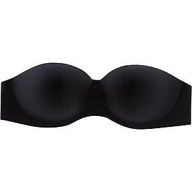 Áo Ngực Nữ - Áo Su Cúp Ngang Dây Lưng Trong Tạo Khe - Đen (Size