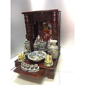 Mua Bộ thờ Thần Tài đầy đủ - Ban thần tài trụ cột rồng to gỗ gụ kết hợp xoan đào( BAN THỜ CỠ LỚN)  HAN663355