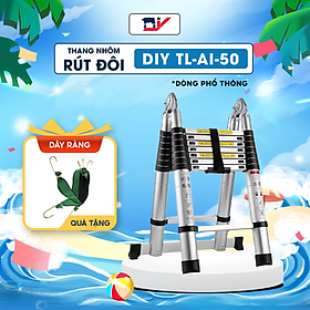 Thang nhôm rút đôi DIY TL-AI-50  chiều cao sử dụng tối đa chữ A 2.4m chữ I 5.0m - Tiêu chuẩn chất lượng an toàn Châu Âu