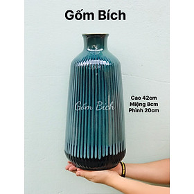 Mua Bình Hoa Lọ Hoa Cắm Đào Đẹp Dáng Lá Dừa Cao 42cm Men Hỏa Biến Gốm Sứ Bát Tràng - Gốm Bích