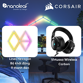 Mua  Nanoleaf x Corsair  Combo Đèn LED RGB Lines Hexagon Bộ khởi động  và Tai nghe Virtuoso Wireless Carbon