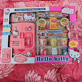 Đồ chơi Mô hình Tủ lạnh hello kitty MÀU HỒNG gồm nhiều món - HỘP QUÀ TẶNG CHO BÉ GÁI