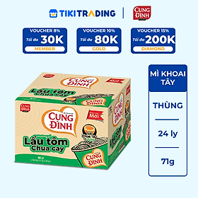 Thùng 24 Ly Mì Khoai Tây Cung Đình Hương Vị Lẩu Tôm Chua Cay
