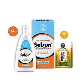 Dầu gội chống gàu, sạch nấm Selsun 250ml + Tặng hộp Dầu gội 50 Megumi Hair Fall Control Shampoo (5 gói x 7ml)