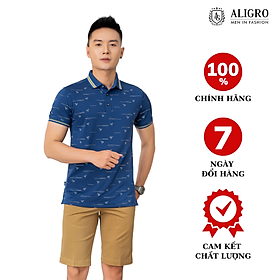 Áo polo, áo phông, áo thun cổ bẻ nam màu navy in thân Aligro chất liệu cotton, không xù, không bám dính ALGPLO68 - XXL