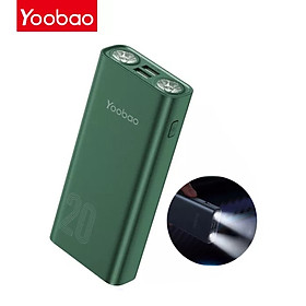 (Hãng chính hãng) Pin sạc dự phòng Yoobao L20 công suất 20000mAh, tích hợp đèn, sạc nhanh, Trợ thủ đắc lực của điện thoại bạn cho các chuyến du lịch, dã ngoại, đi cafe, dân văn phòng,....