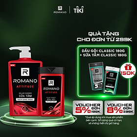 Combo Dầu gội và Sữa tắm cao cấp Romano Attitude 650g chai