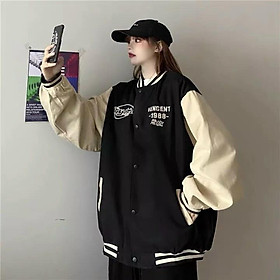 Áo Khoác Bomber Nữ 1988 Vải Da Lộn Lót Dù Phối Nút Bấm Phong Cách Ulzzang Unisex Tiểu thư Cá Tính Siêu Hot