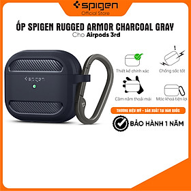 Ốp Spigen Rugged Armor cho Airpod 3 - Thiết kế chính xác, chống sốc, móc khoá tiện lợi - Hàng chính hãng