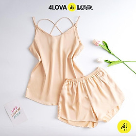 Đồ ngủ lụa 2 dây nữ 4LOVA vải satin mềm mại quyến rũ