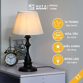 Đèn Ngủ Để Bàn Thép HUTA T2 Cao Cấp Sang Trọng, Decor Trang Trí Phòng Ngủ, Khách Sạn, Điều Chỉnh Độ Sáng, Bóng Led Sáng Vàng Tiết Kiệm Điện