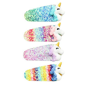 Kẹp tóc công chúa cho bé gái hình unicorn đính sequin lấp lánh – P066