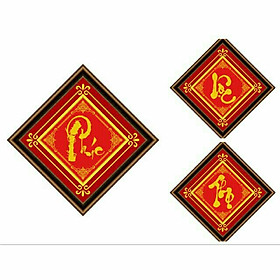 Mua Tranh thêu 3 bức PHÚC LỘC THỌ( 36×36cm)×3
