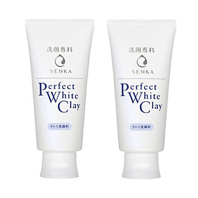 Combo 2 Tuýp Sữa Rửa Mặt Đất Sét Trắng Sạch Sâu Sáng Mịn Senka Perfect White Clay Chiết Xuất Tơ Tằm Dưỡng Ẩm (120g)