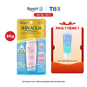 Kem chống nắng Skin Aqua dưỡng trắng & dưỡng ẩm, dùng hàng ngày dạng gel Sunplay Skin Aqua Silky White Gel Eco Việt Nam SPF 50, PA++++ 30g