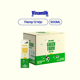 Thùng 12 hộp Sữa tươi thanh trùng Vinamilk 100% Green Farm Không đường Hộp 900ml