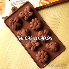 Mua Khuôn silicon làm bánh  rau câu  socola 8 con ong  hoa  bướm – Mã số 1239