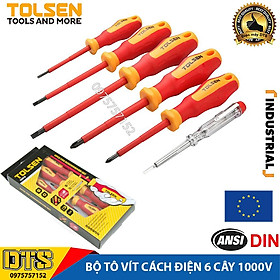 Mua Bộ tua vít cách điện 1000v công nghiệp 6 cây TOLSEN  kiểm định chất lượng GS  VDE  an toàn cao  bộ tô vít cách điện